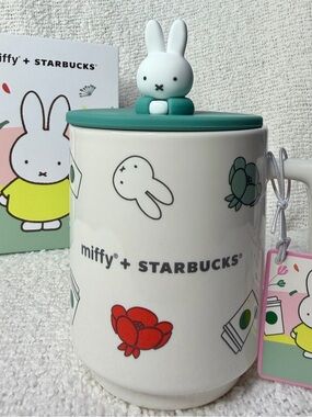 Starbucks x Miffy Ceramic Mug with Teal Lid and Bunny Topper